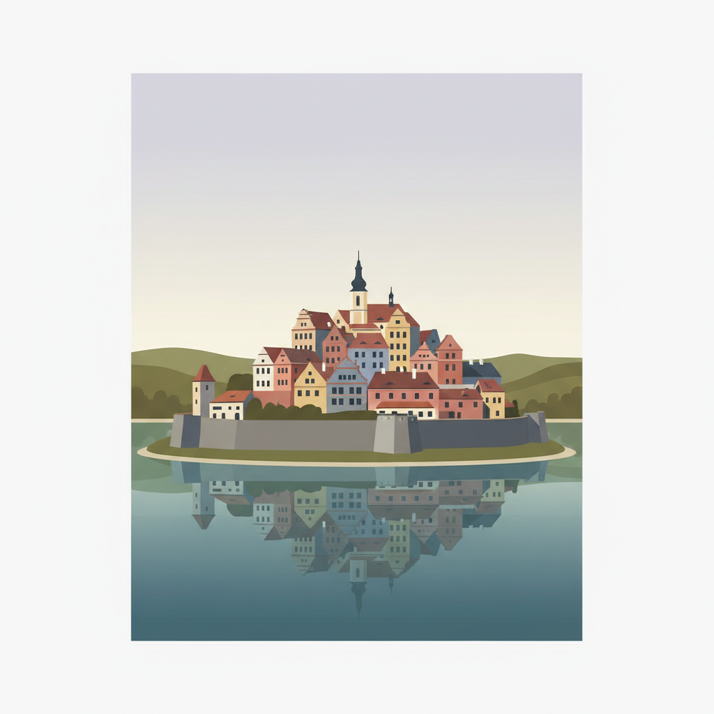 Historic Centre of Telč — illustrated travel poster