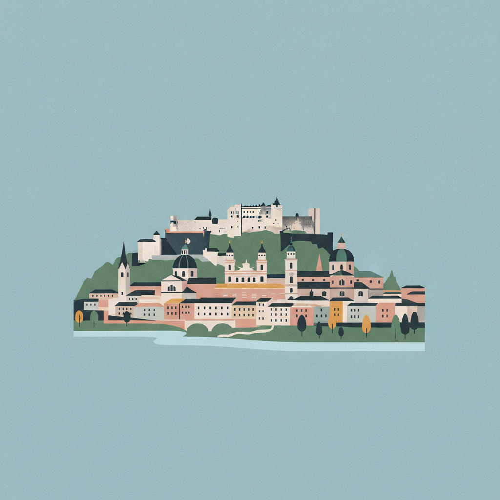 Historic Centre of the City of Salzburg — illustrated travel poster