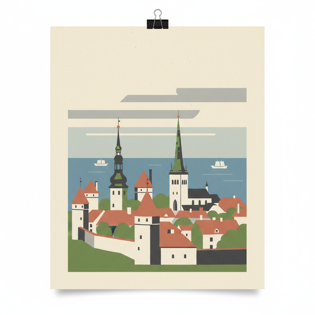 Historic Centre (Old Town) of Tallinn — illustrated travel poster