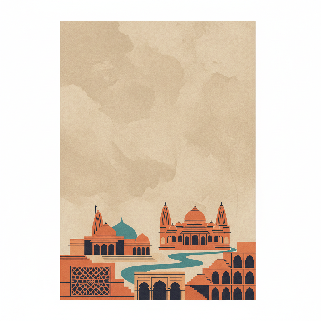 Historic City of Ahmadabad — illustrated travel poster