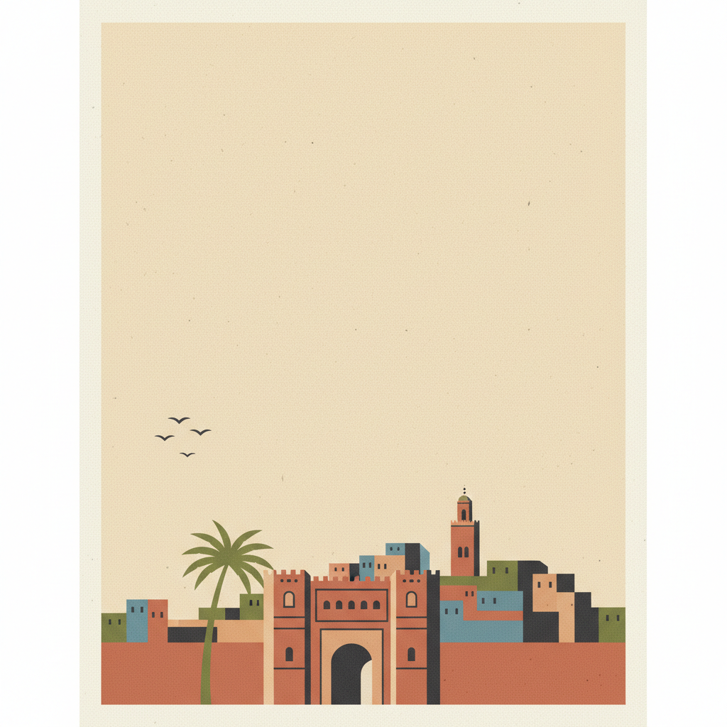 Historic City of Meknes — illustrated travel poster