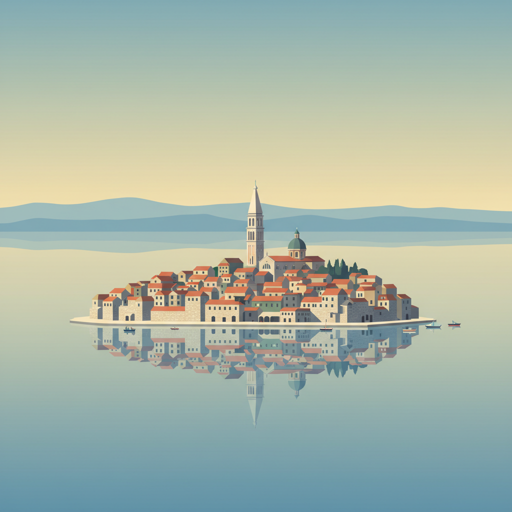 Historic City of Trogir — illustrated travel poster
