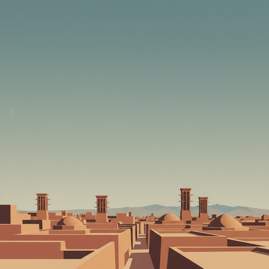 Historic City of Yazd — illustrated travel poster