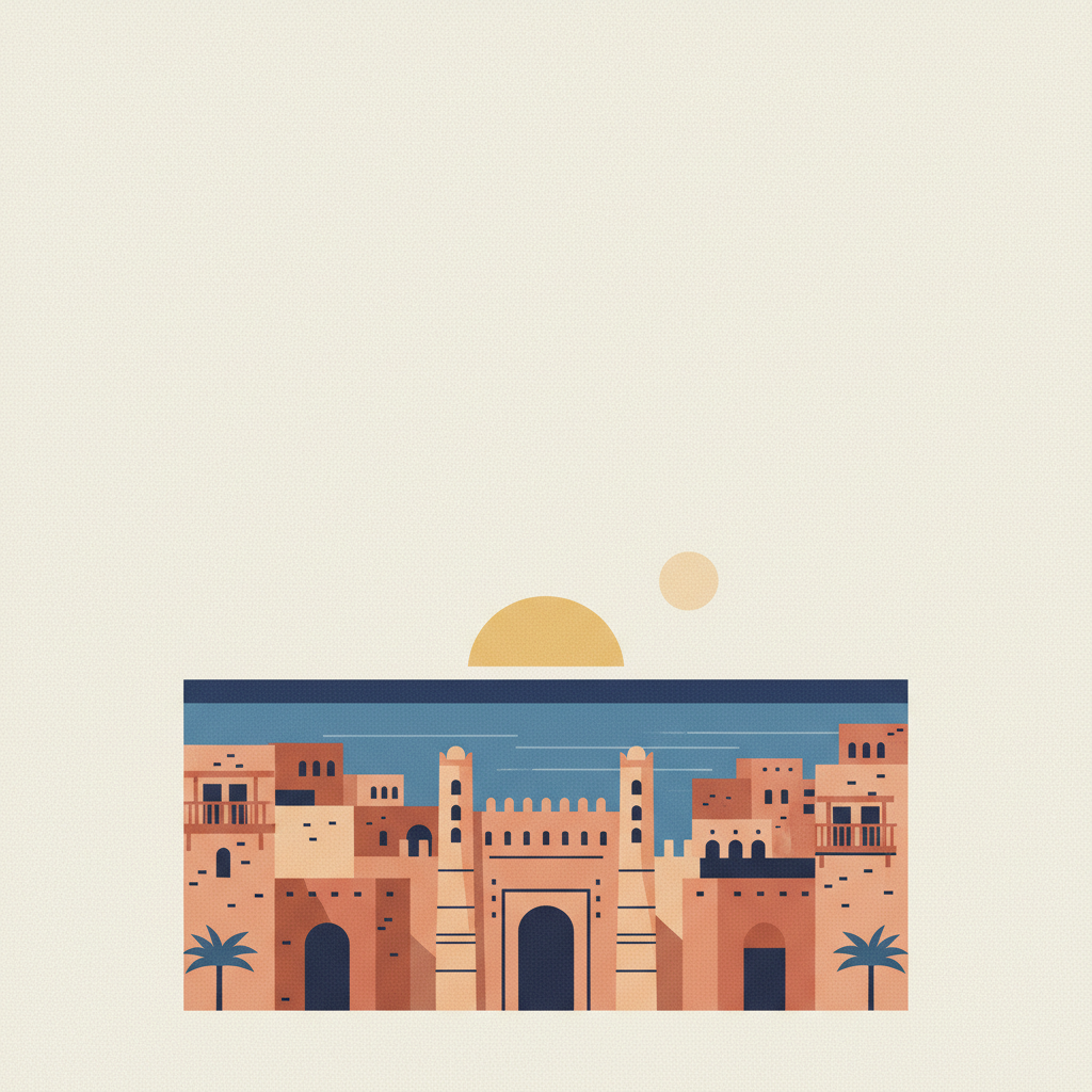Historic Jeddah, the Gate to Makkah — illustrated travel poster