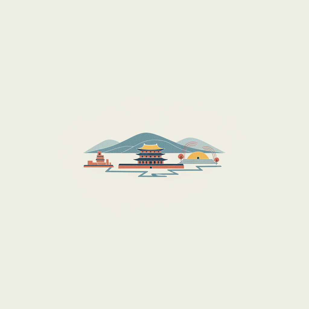 Historic Monuments and Sites in Kaesong — illustrated travel poster
