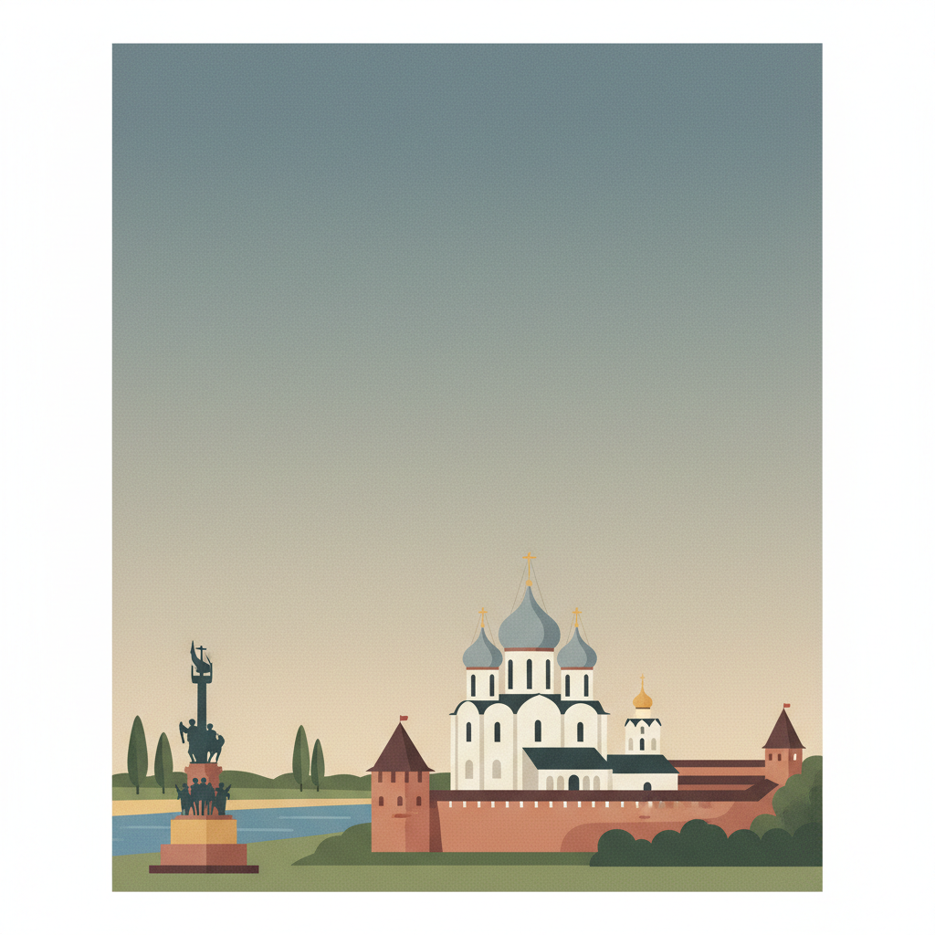 Historic Monuments of Novgorod and Surroundings — illustrated travel poster