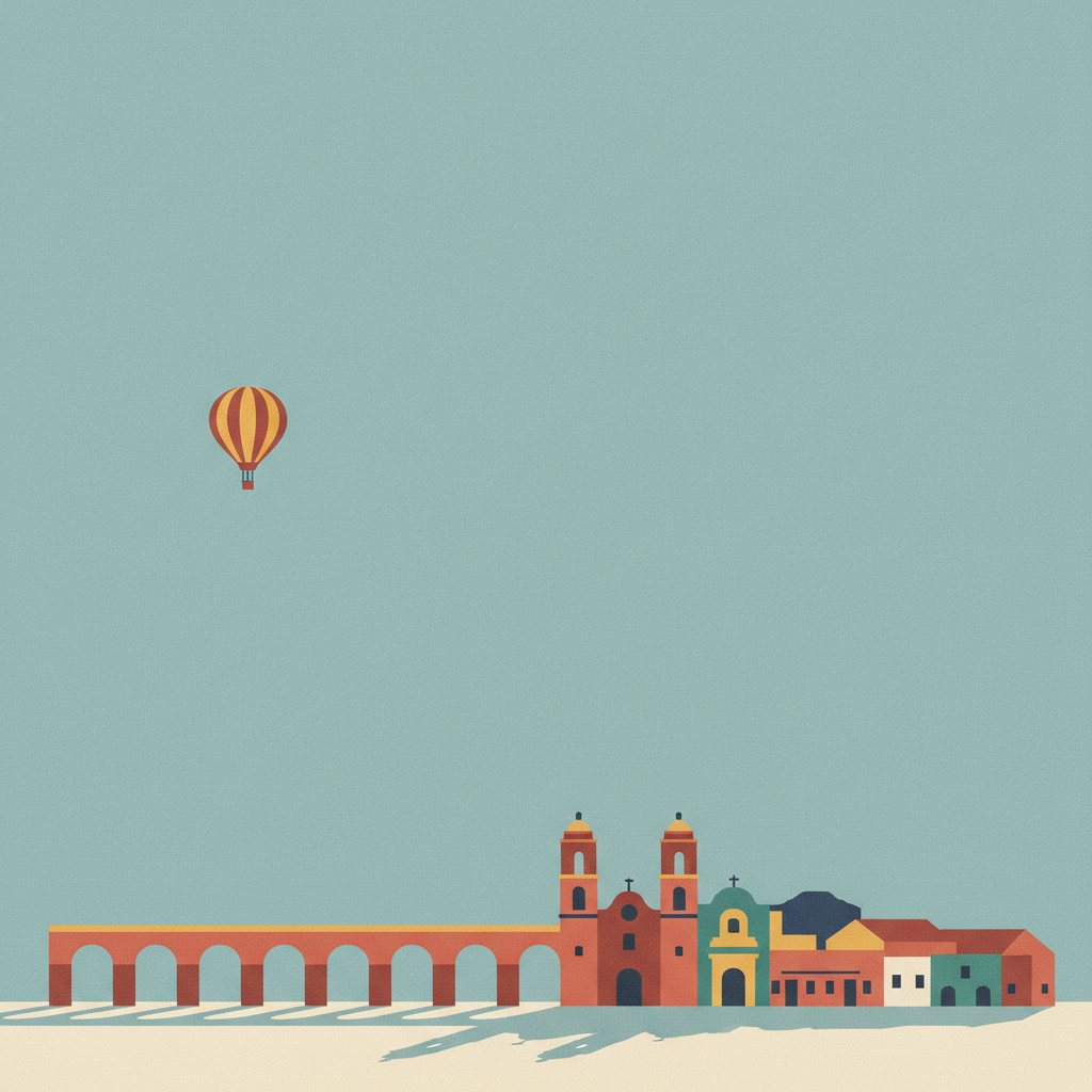 Historic Monuments Zone of Querétaro — illustrated travel poster