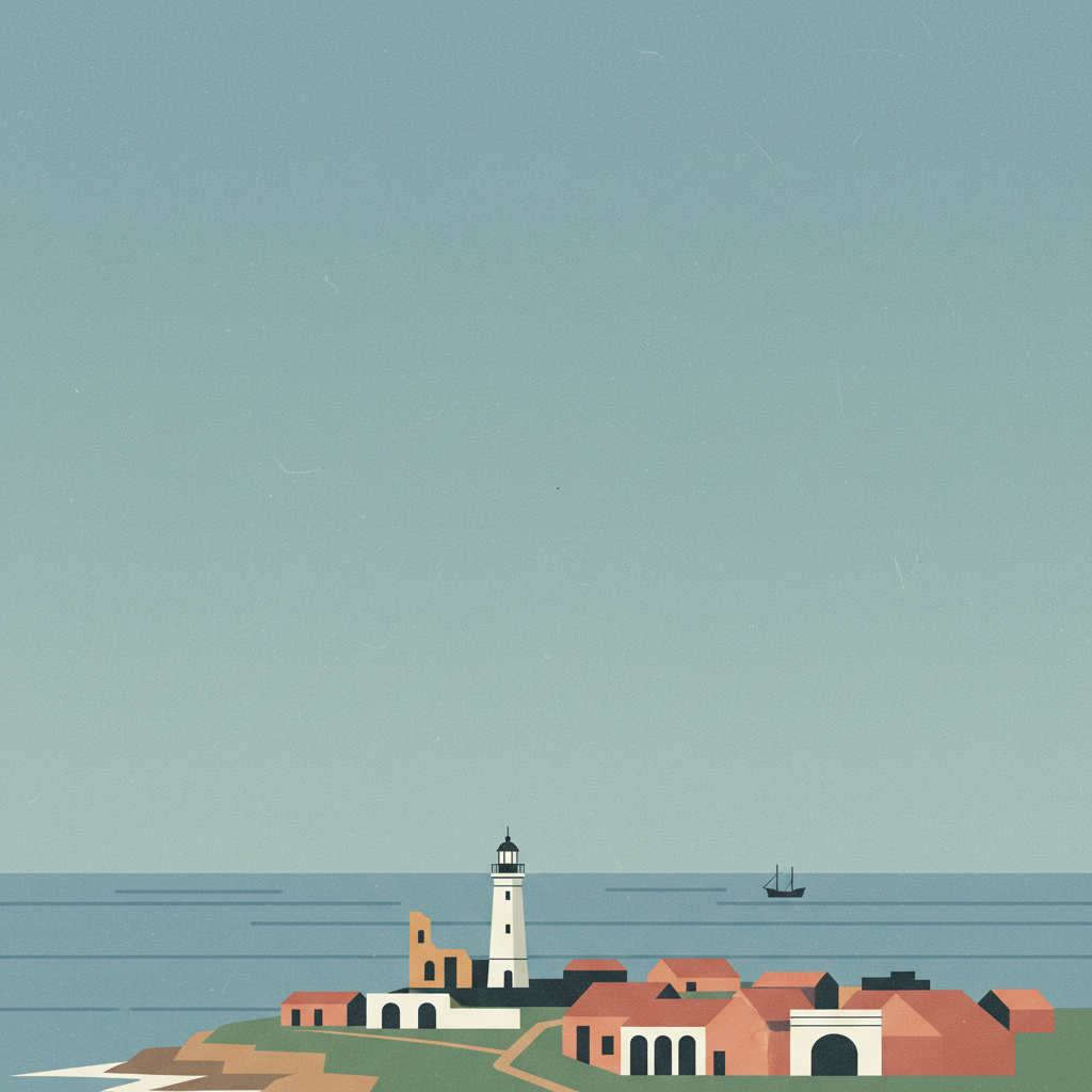 Historic Quarter of the City of Colonia del Sacramento — illustrated travel poster