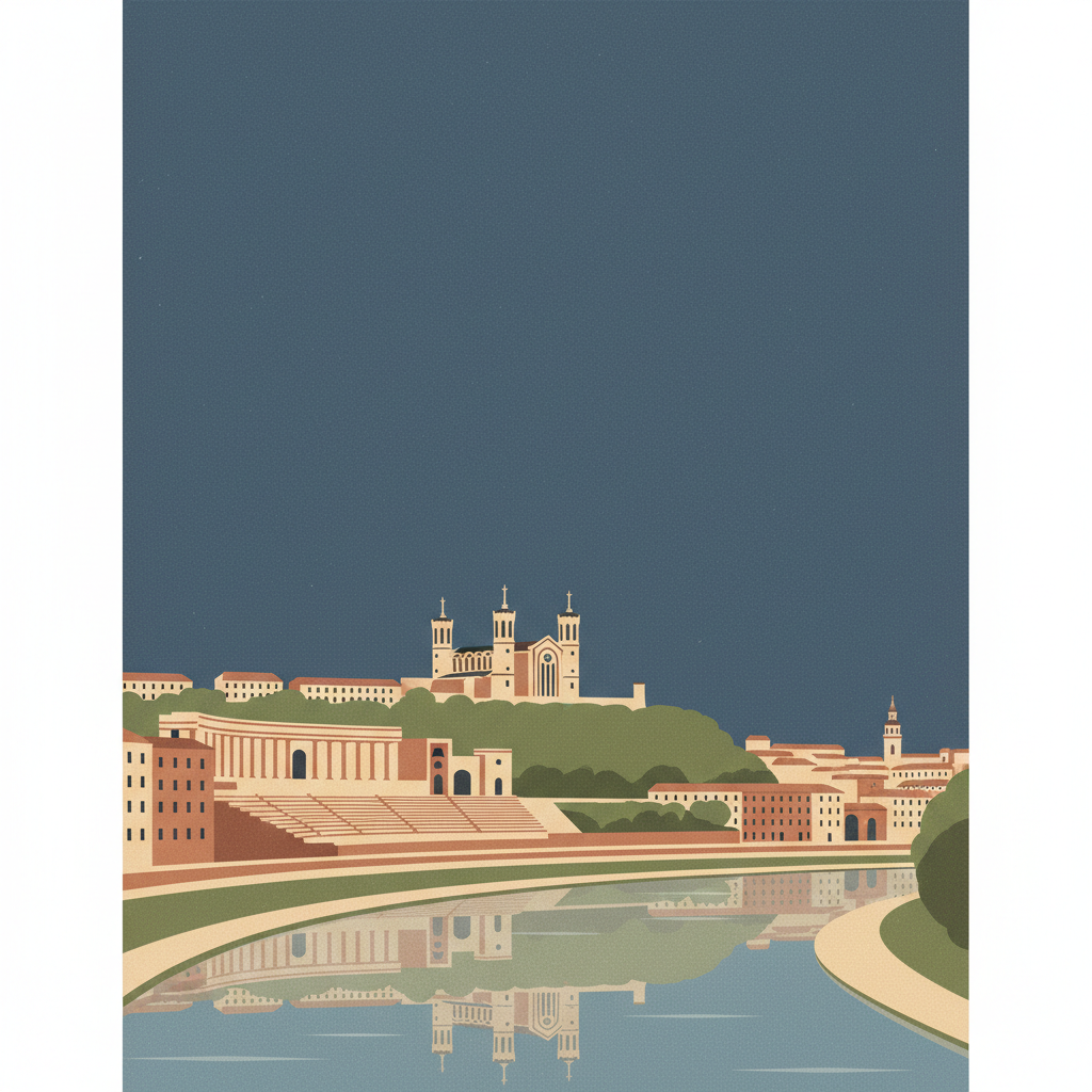 Historic Site of Lyon — illustrated travel poster