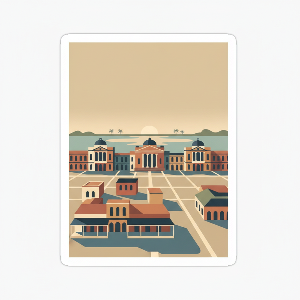 Historic Town of Grand-Bassam — illustrated travel poster