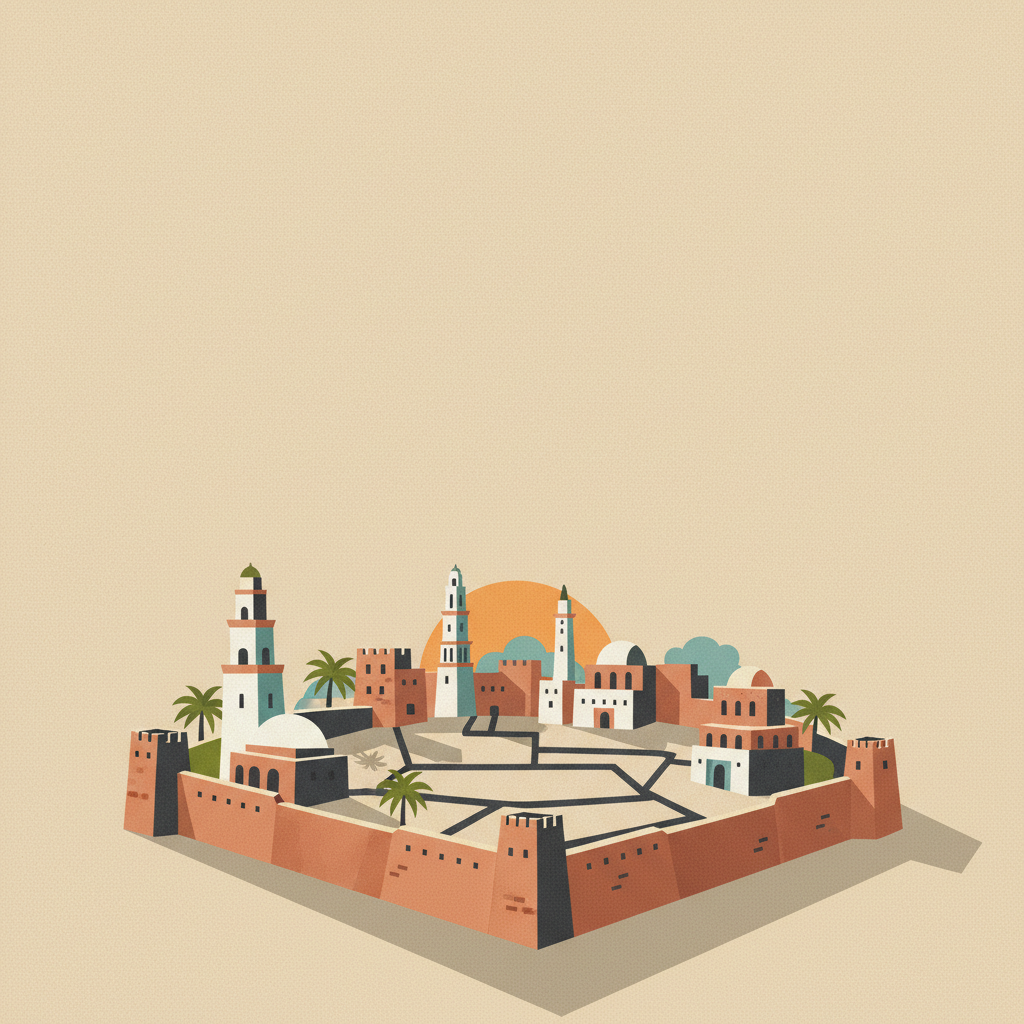 Historic Town of Zabid — illustrated travel poster