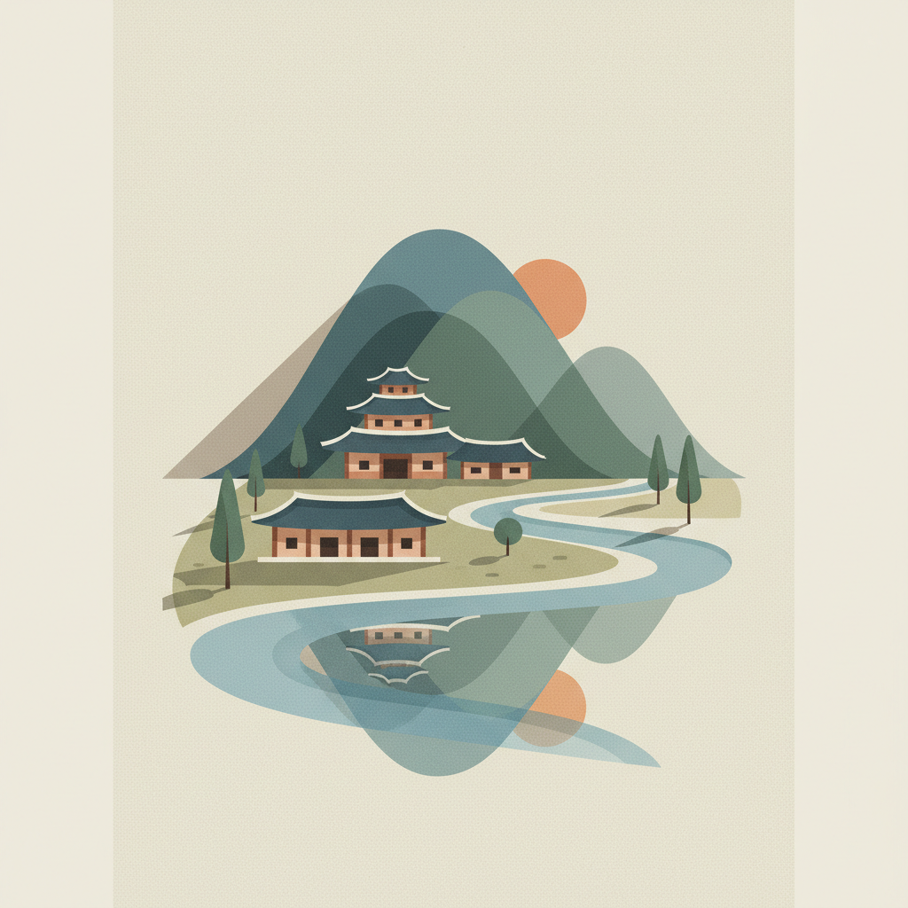 Historic Villages of Korea: Hahoe and Yangdong — illustrated travel poster