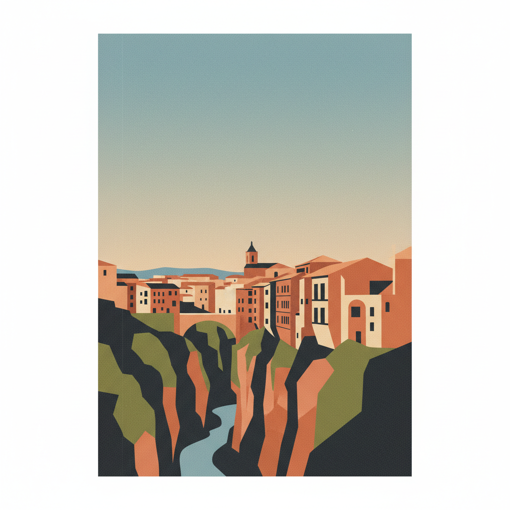 Historic Walled Town of Cuenca — illustrated travel poster