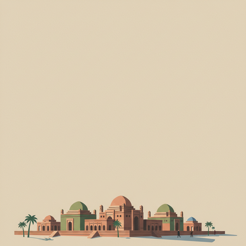 Historical Monuments at Makli, Thatta — illustrated travel poster