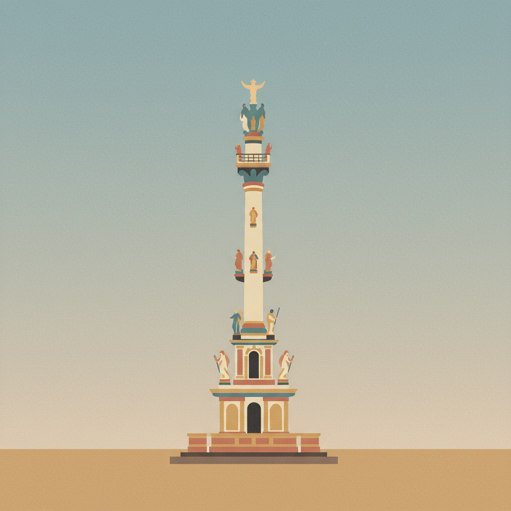 Holy Trinity Column in Olomouc — illustrated travel poster
