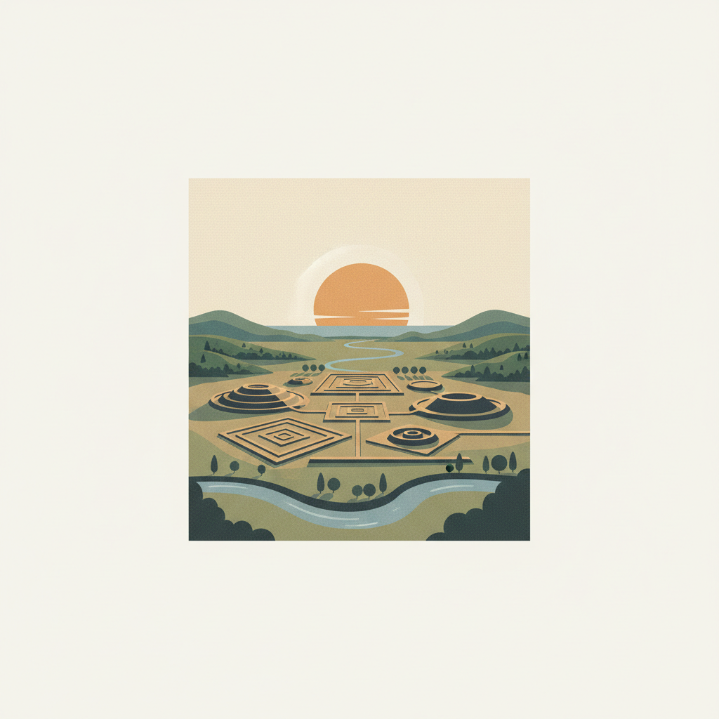 Hopewell Ceremonial Earthworks — illustrated travel poster