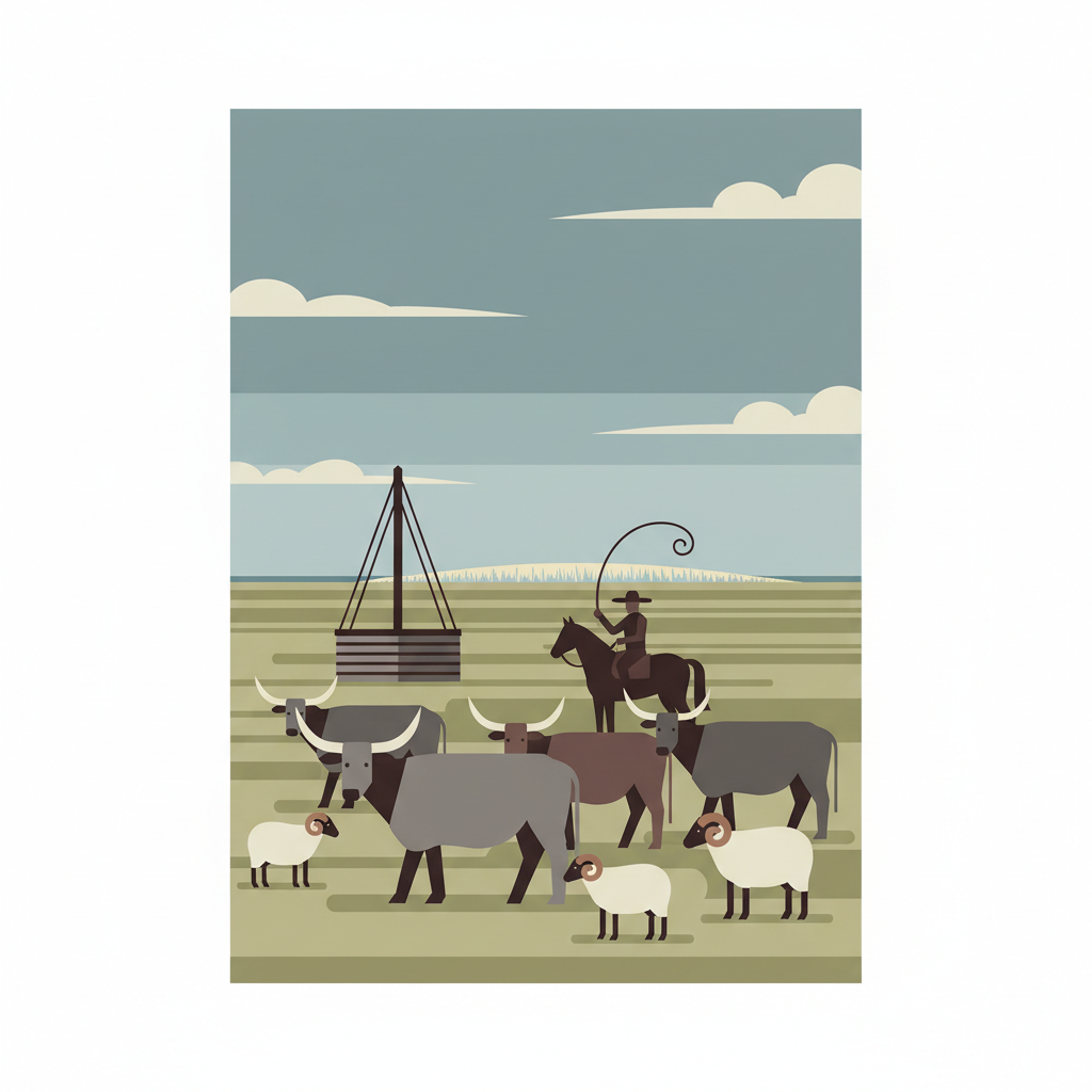 Hortobágy National Park - the Puszta — illustrated travel poster