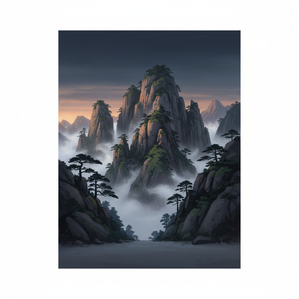 Mount Huangshan — illustrated travel poster