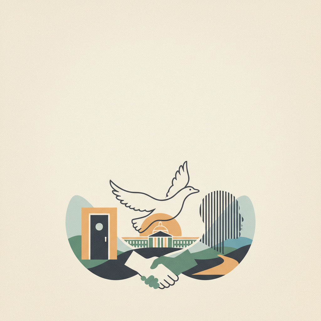 Human Rights, Liberation and Reconciliation: Nelson Mandela Legacy Sites — illustrated travel poster