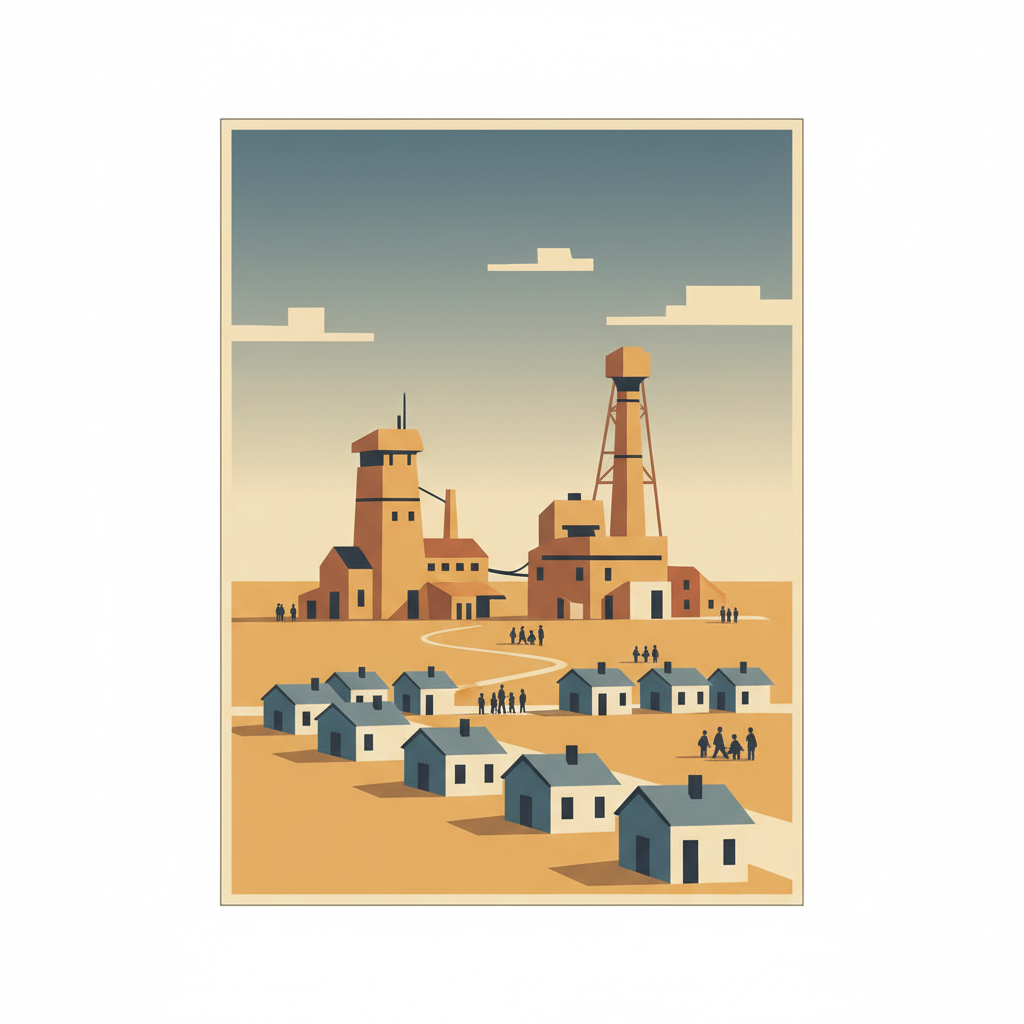 Humberstone and Santa Laura Saltpeter Works — illustrated travel poster