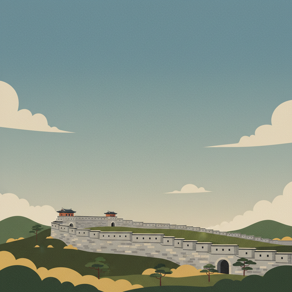 Hwaseong Fortress — illustrated travel poster