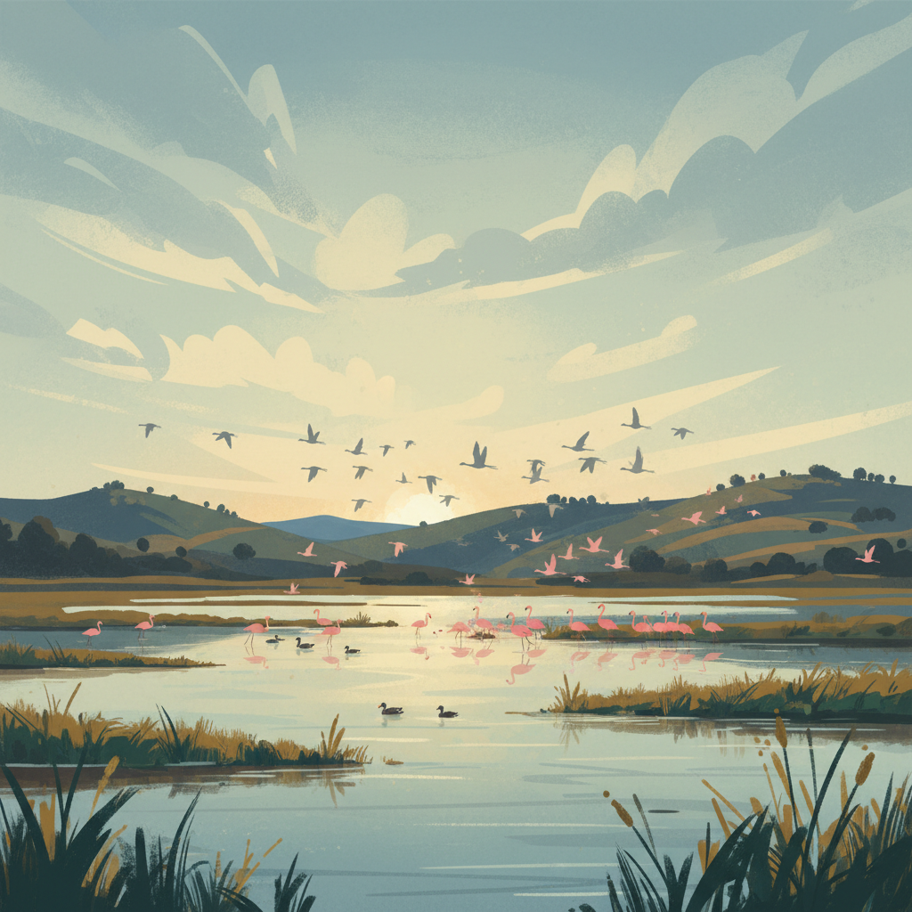 Ichkeul National Park — illustrated travel poster