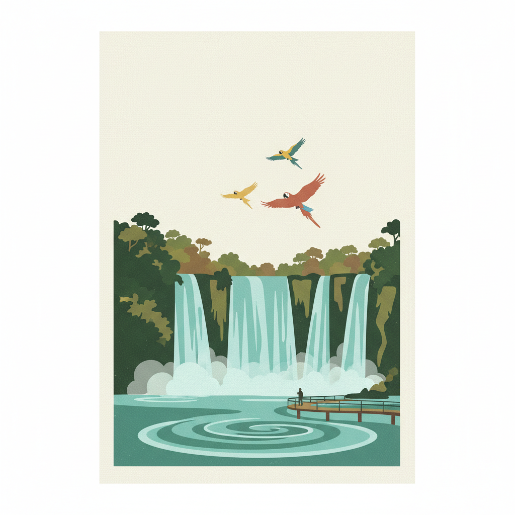 Iguaçu National Park — illustrated travel poster