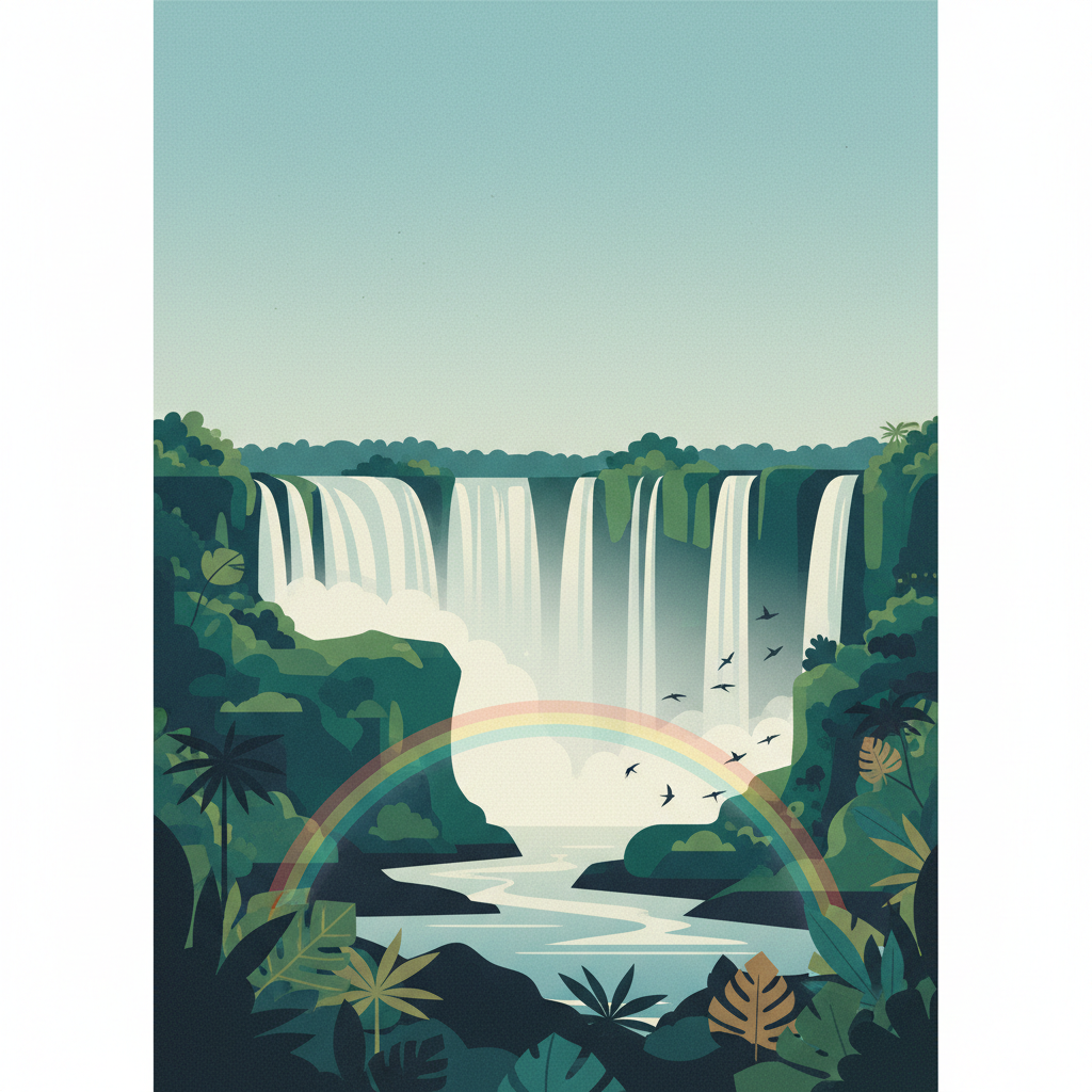 Iguazú Falls — illustrated travel poster