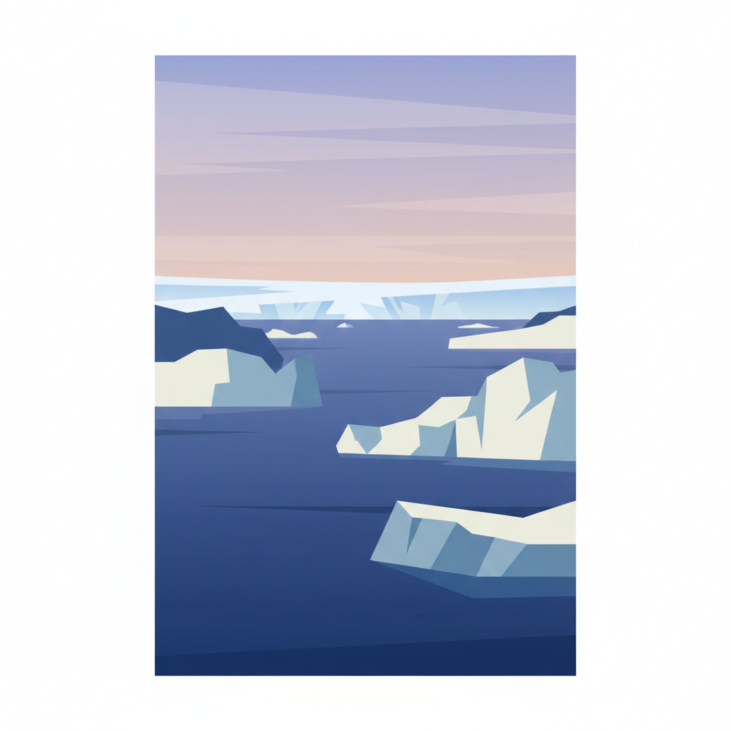 Ilulissat Icefjord — illustrated travel poster