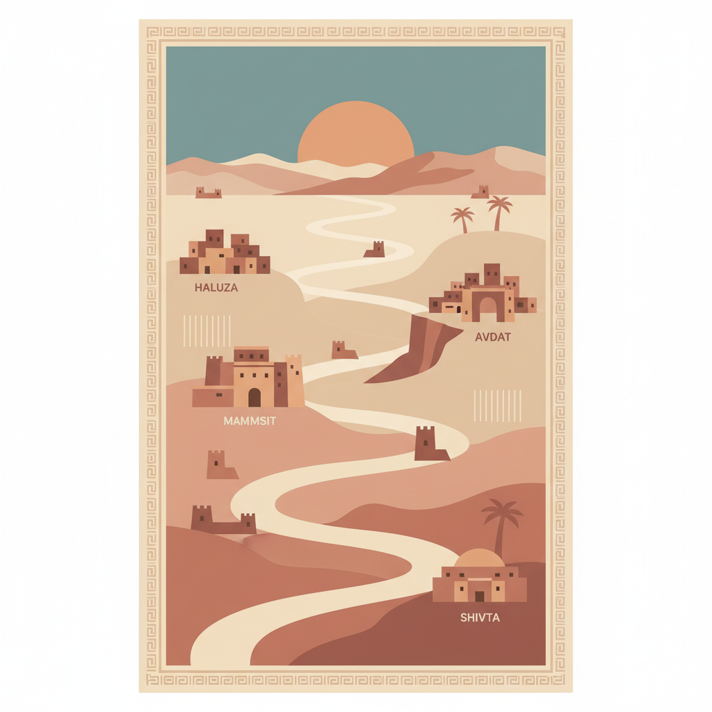 Incense Route - Desert Cities in the Negev — illustrated travel poster