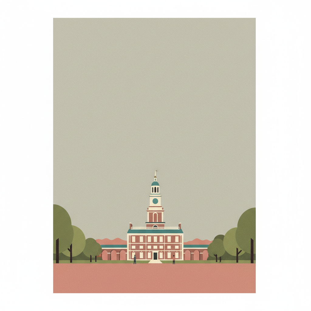 Independence Hall — illustrated travel poster