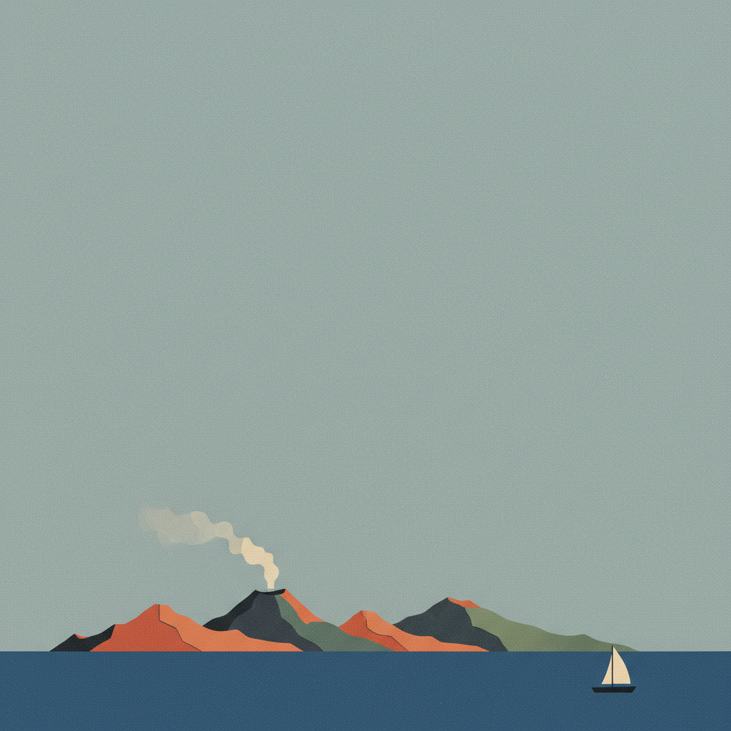 Isole Eolie (Aeolian Islands) — illustrated travel poster