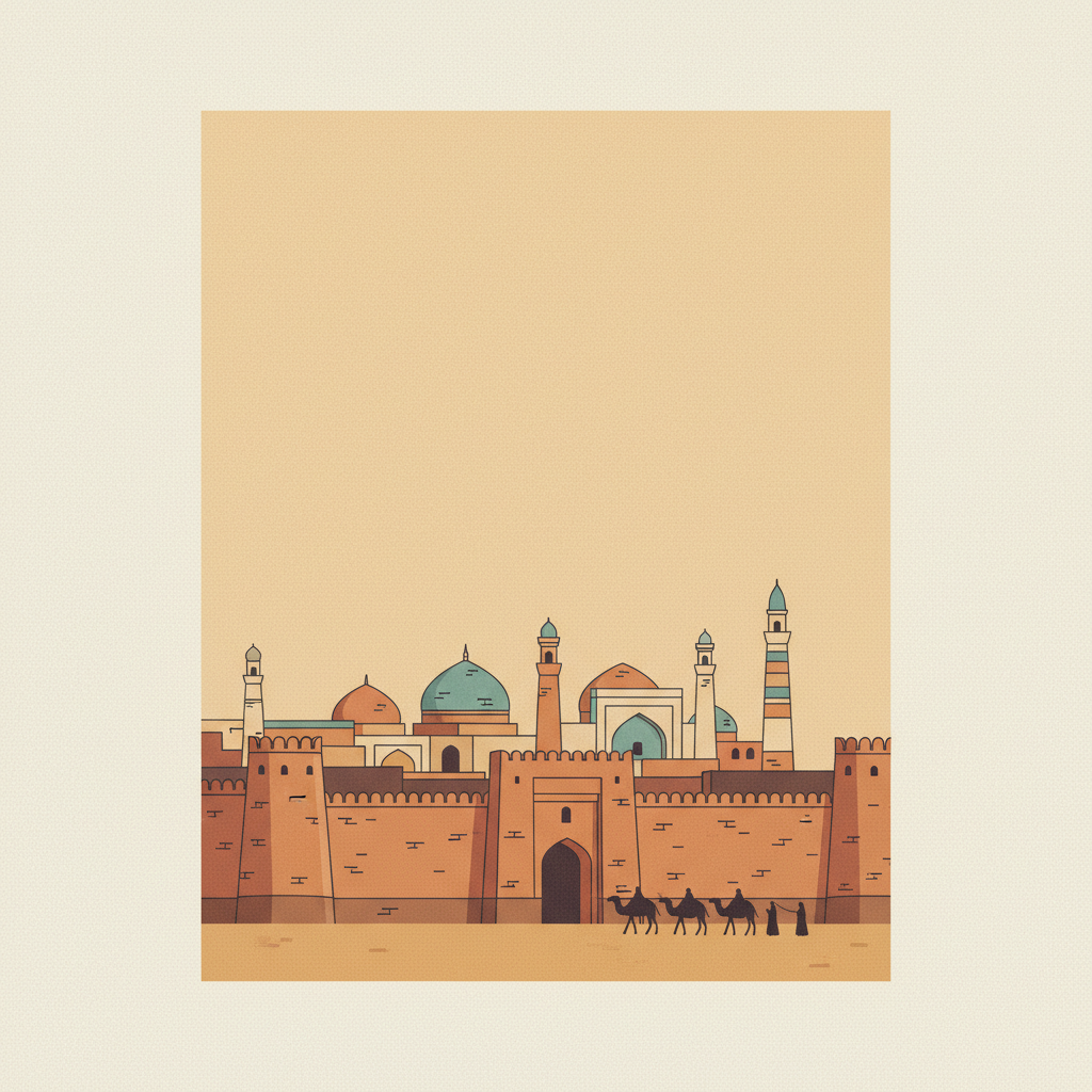 Itchan Kala — illustrated travel poster