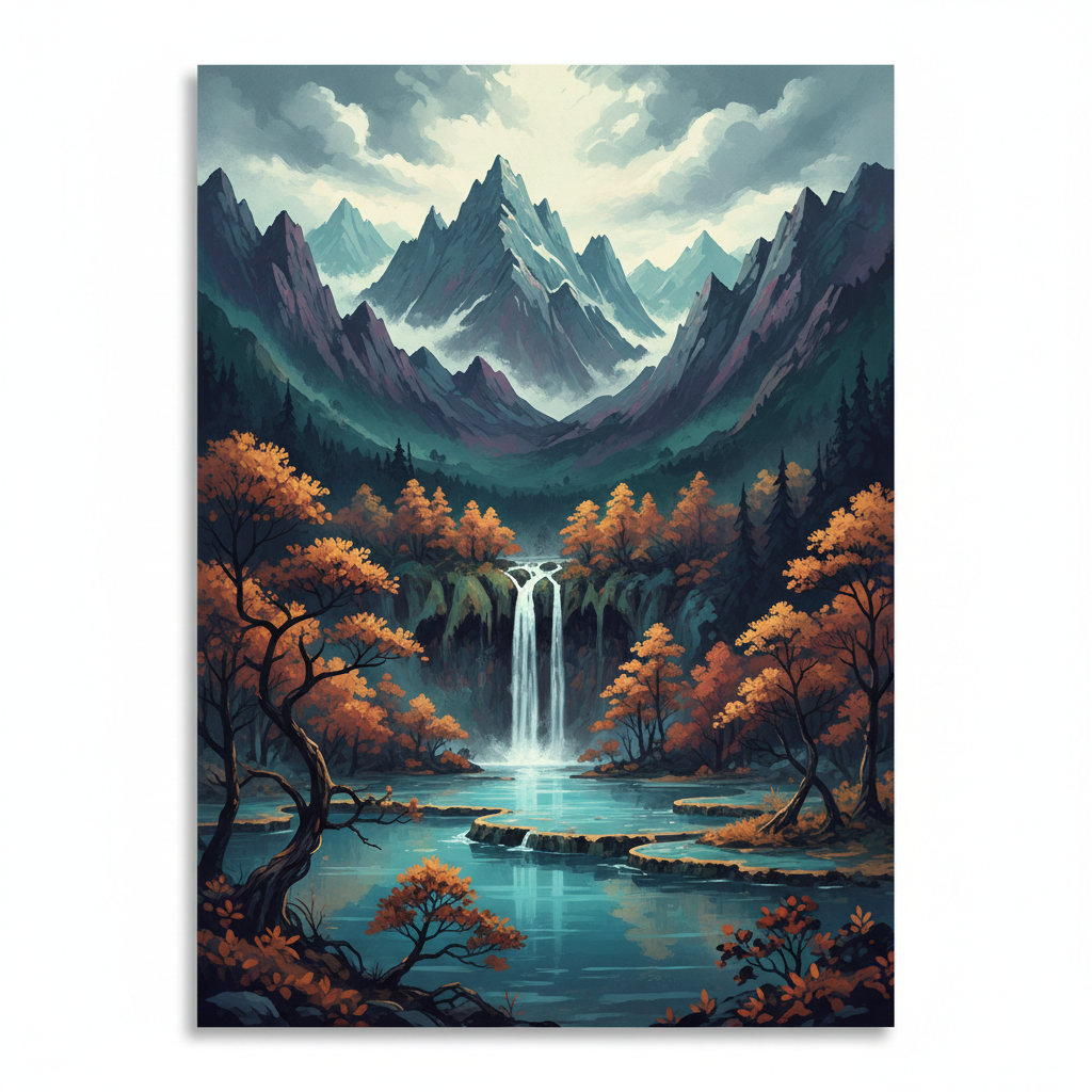 Jiuzhaigou Valley Scenic and Historic Interest Area — illustrated travel poster