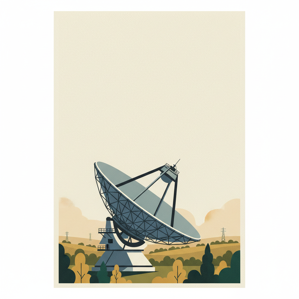 Jodrell Bank Observatory — illustrated travel poster