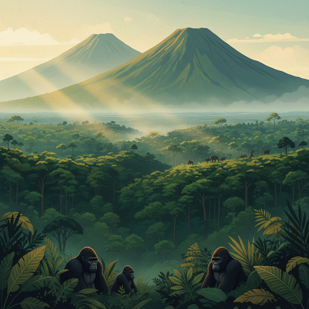 Kahuzi-Biega National Park — illustrated travel poster