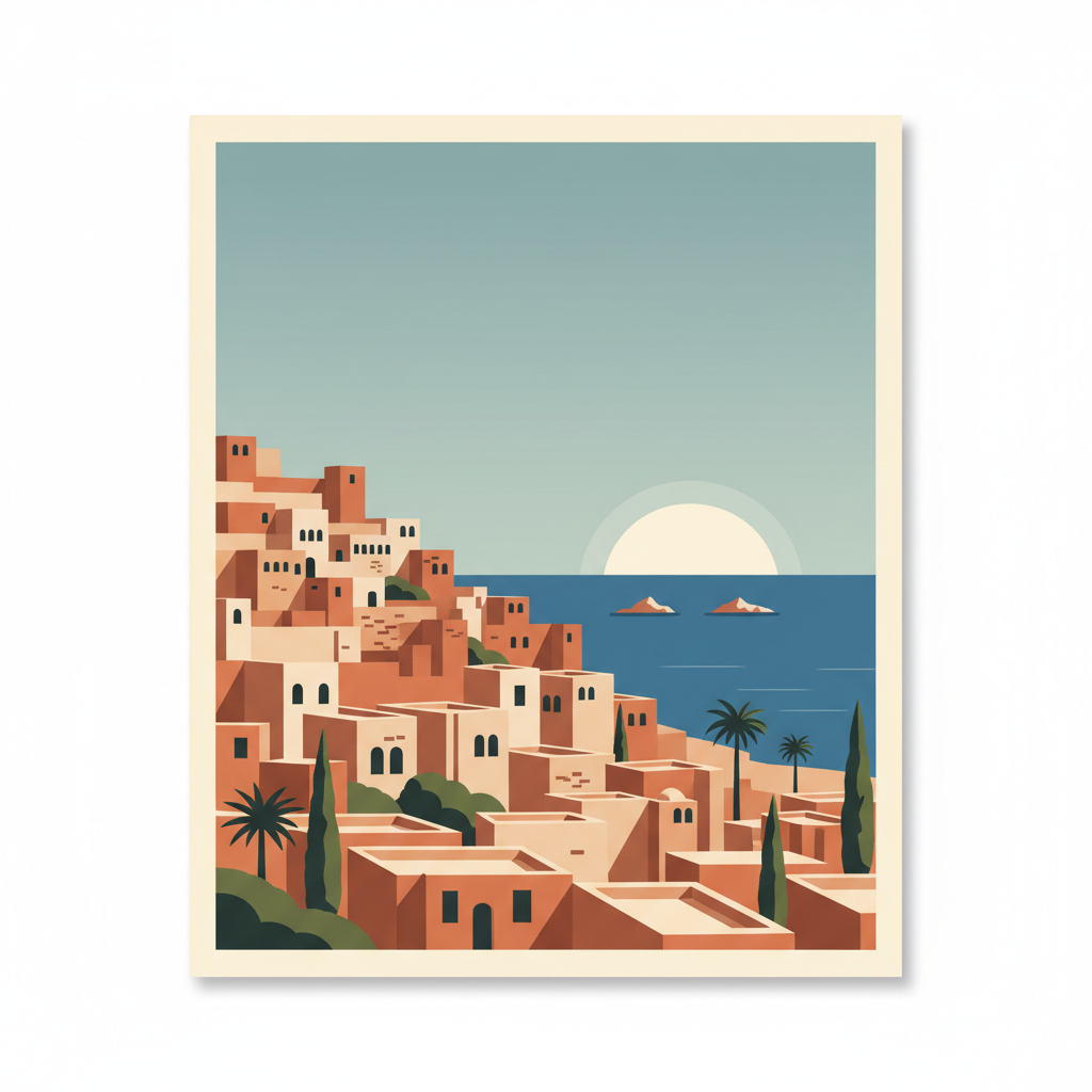 Kasbah of Algiers — illustrated travel poster