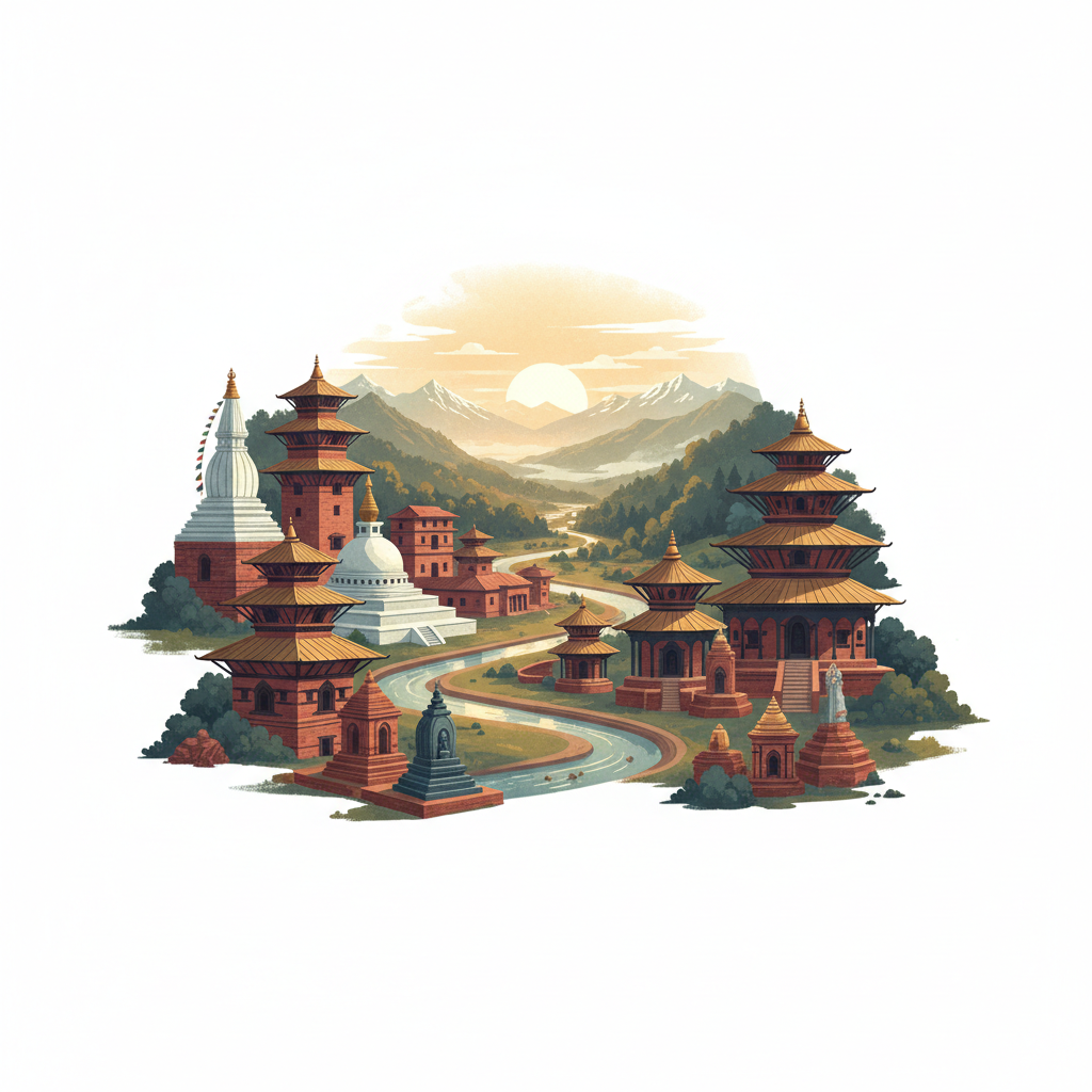 Kathmandu Valley — illustrated travel poster