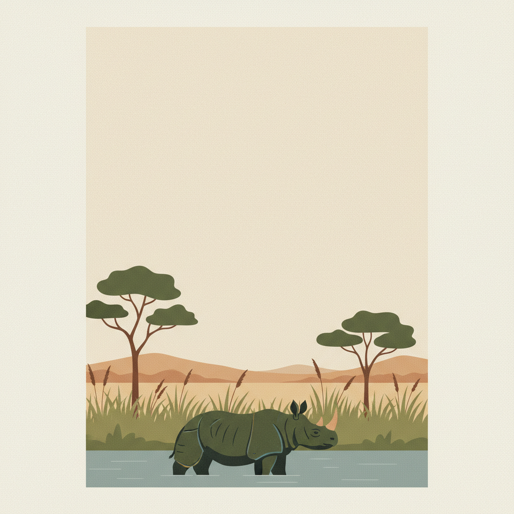 Kaziranga National Park — illustrated travel poster