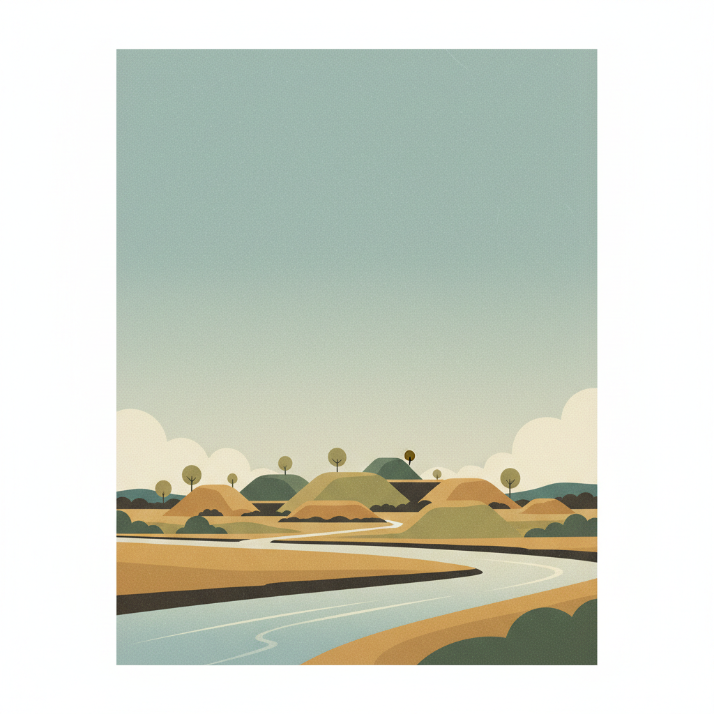 Kernavė Archaeological Site (Cultural Reserve of Kernavė) — illustrated travel poster