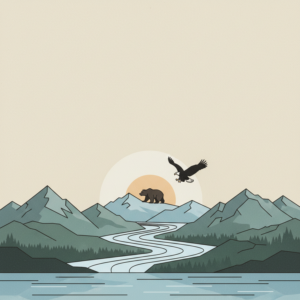 Kluane / Wrangell-St. Elias / Glacier Bay / Tatshenshini-Alsek — illustrated travel poster