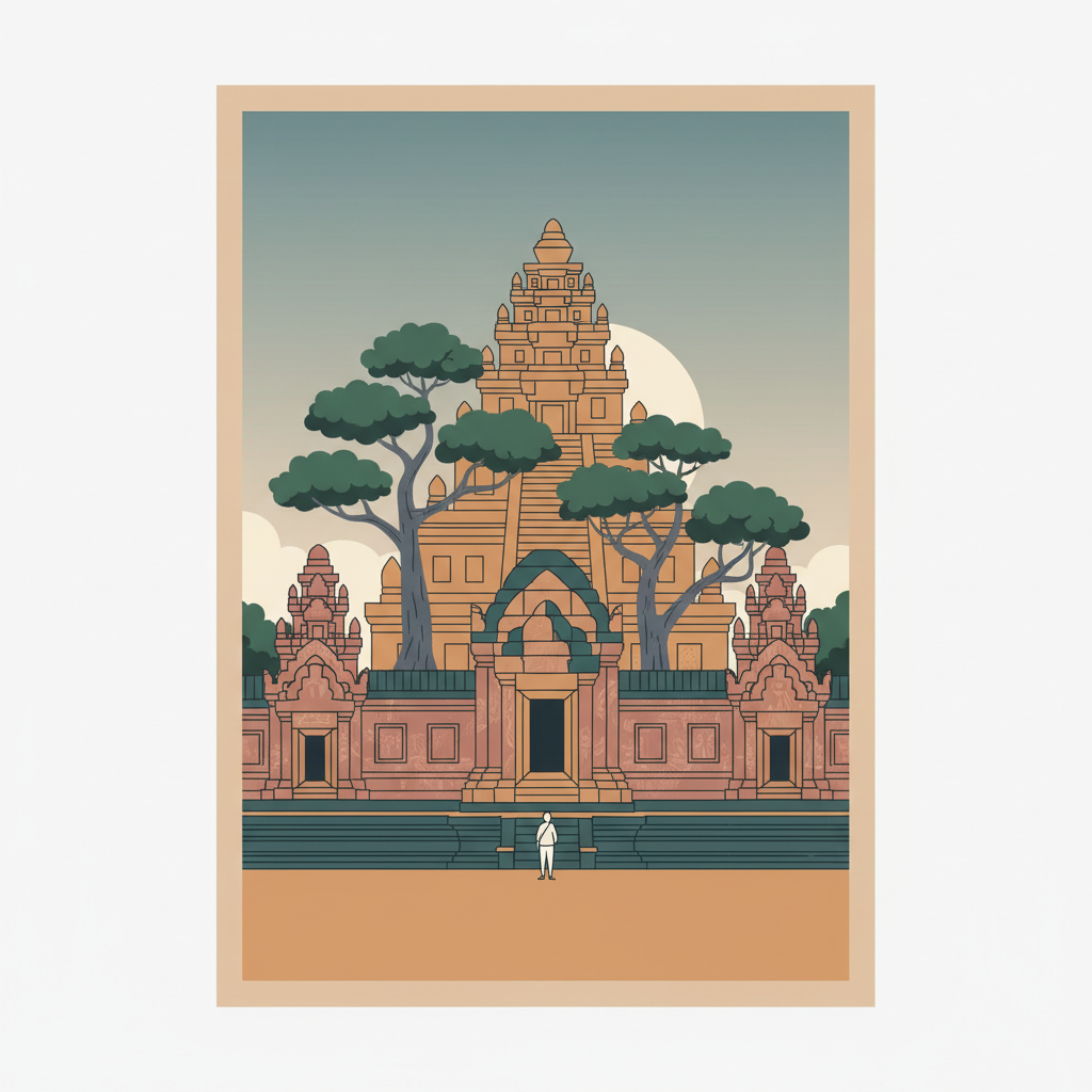Koh Ker: Archaeological Site of Ancient Lingapura or Chok Gargyar — illustrated travel poster