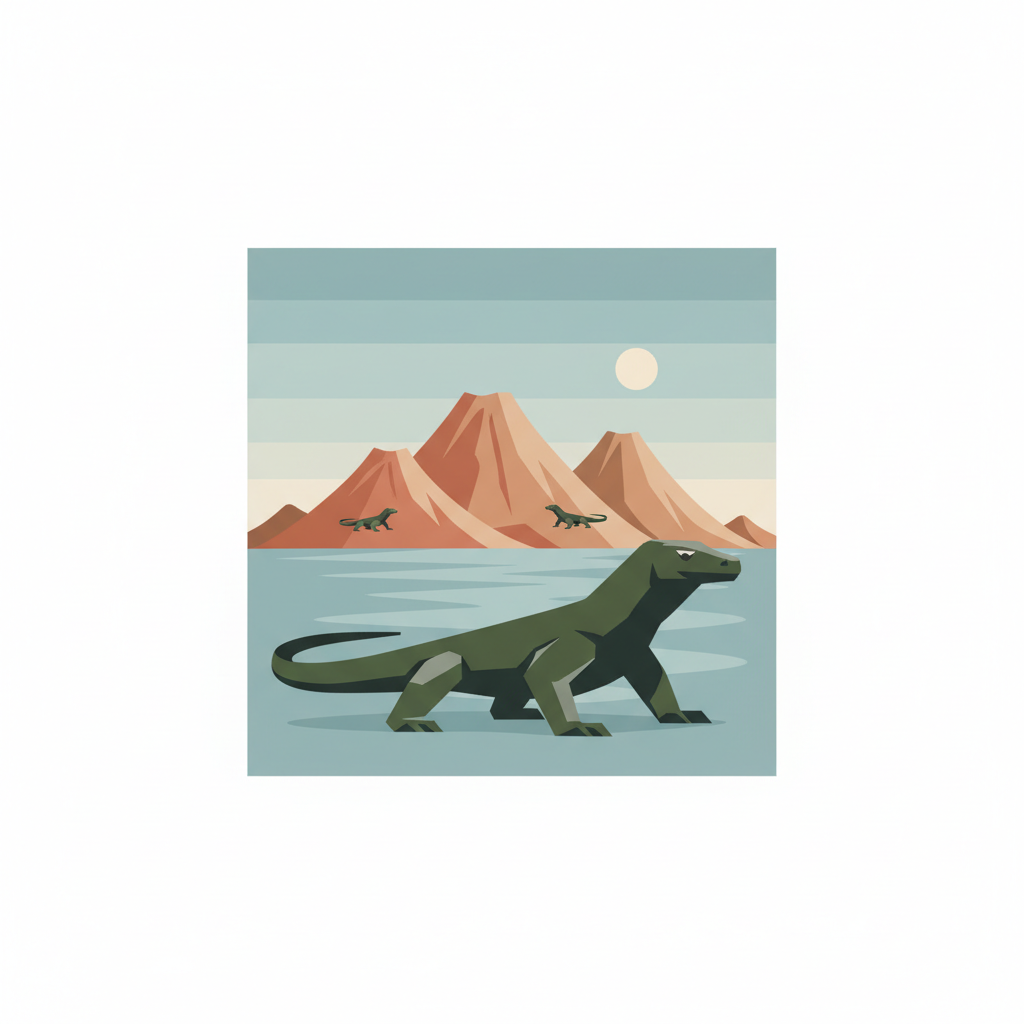 Komodo National Park — illustrated travel poster
