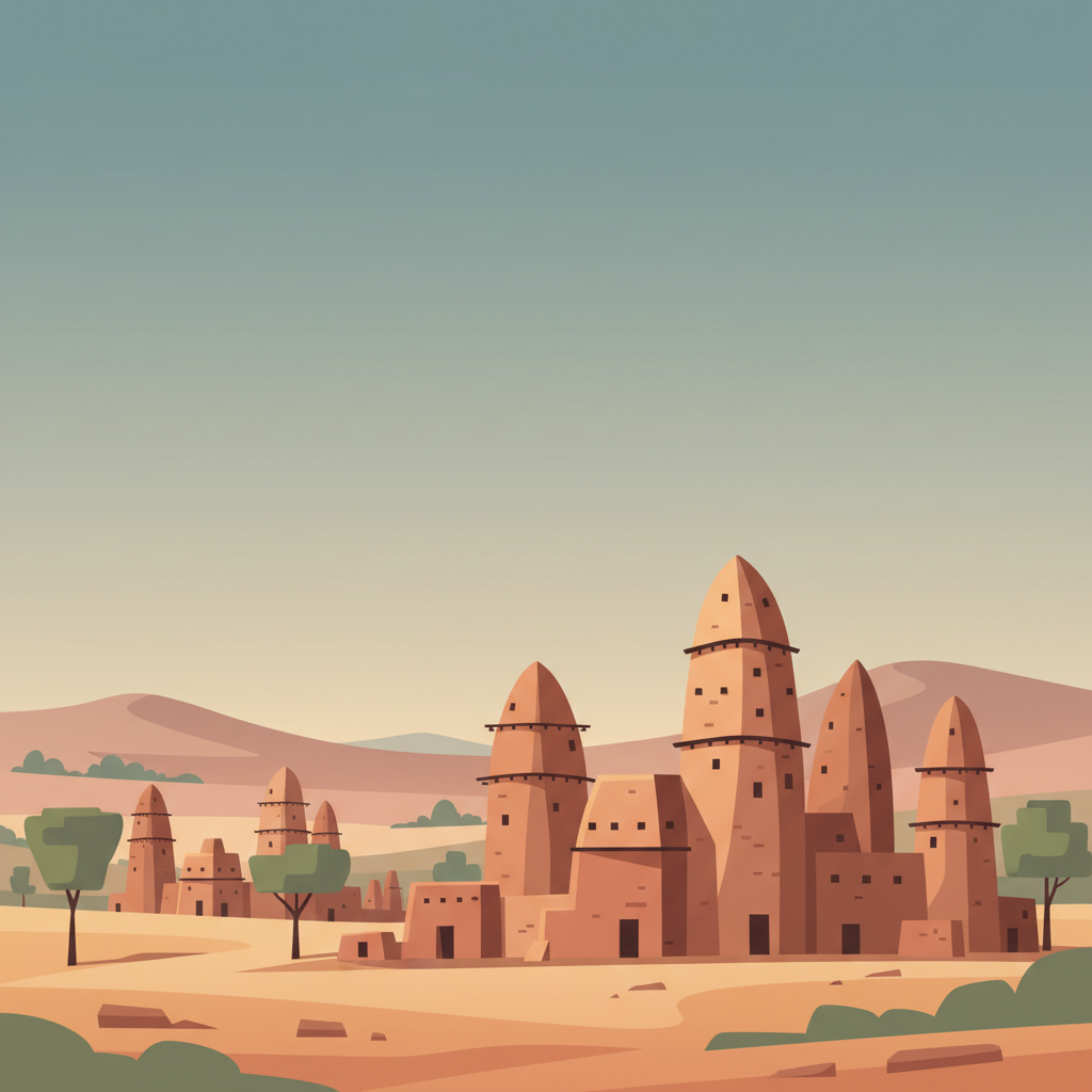 Koutammakou, the Land of the Batammariba — illustrated travel poster
