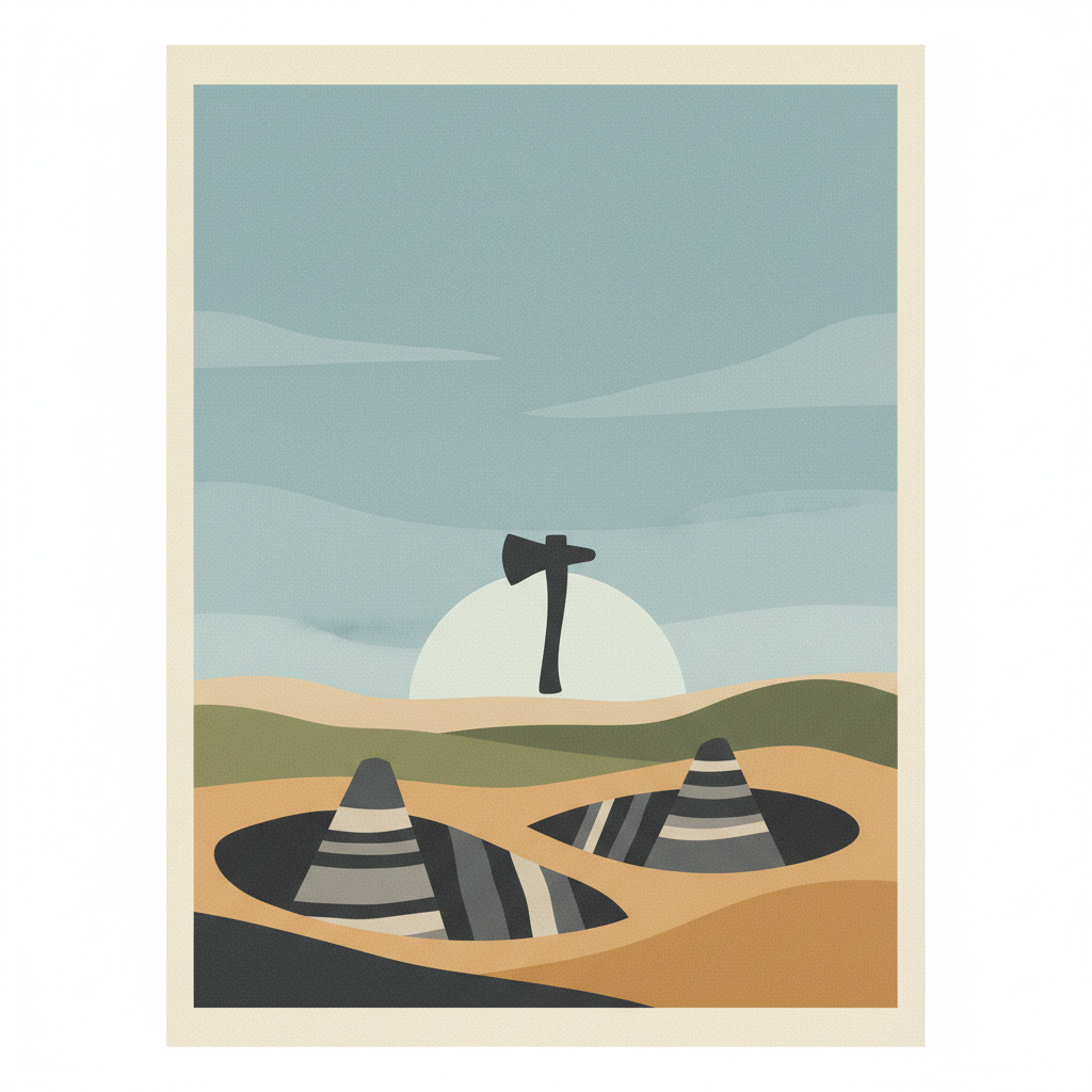 Krzemionki Prehistoric Striped Flint Mining Region — illustrated travel poster