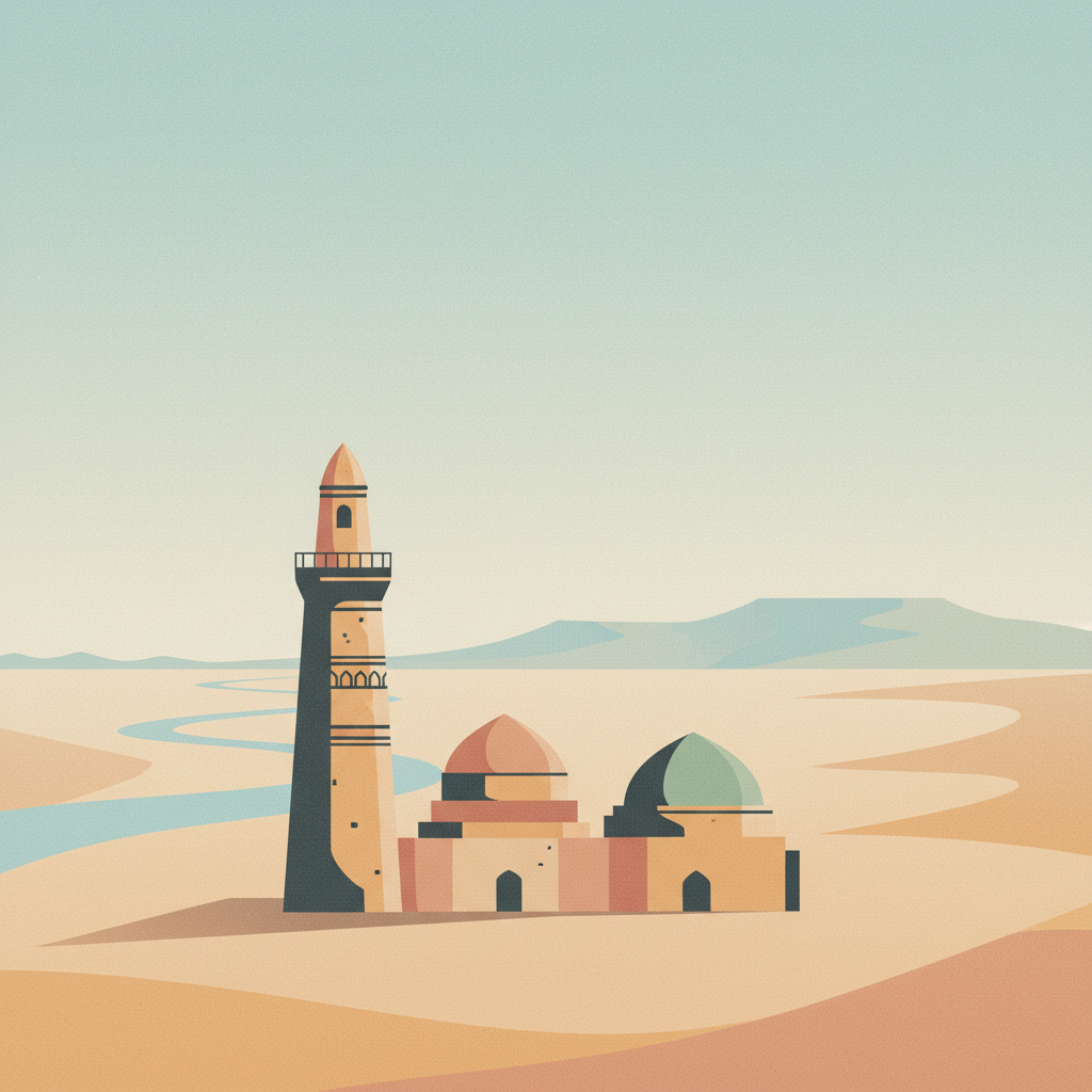 Kunya-Urgench — illustrated travel poster
