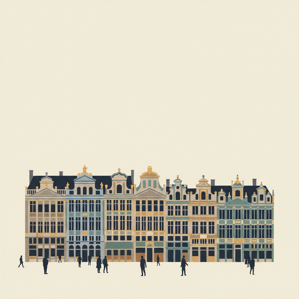 La Grand-Place, Brussels — illustrated travel poster