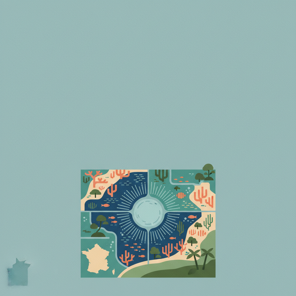 Lagoons of New Caledonia: Reef Diversity and Associated Ecosystems — illustrated travel poster
