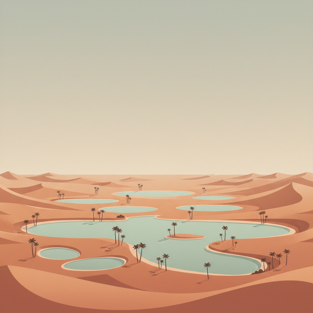 Lakes of Ounianga — illustrated travel poster