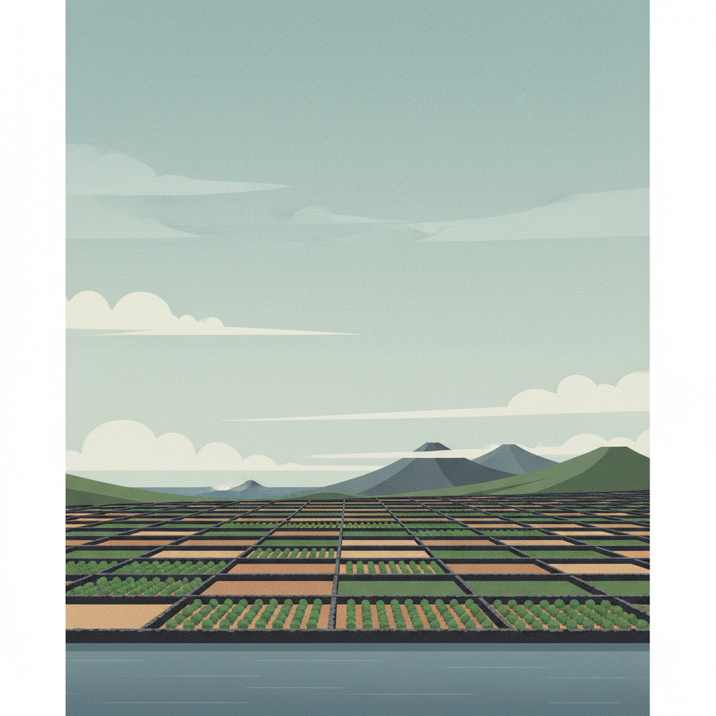 Landscape of the Pico Island Vineyard Culture — illustrated travel poster